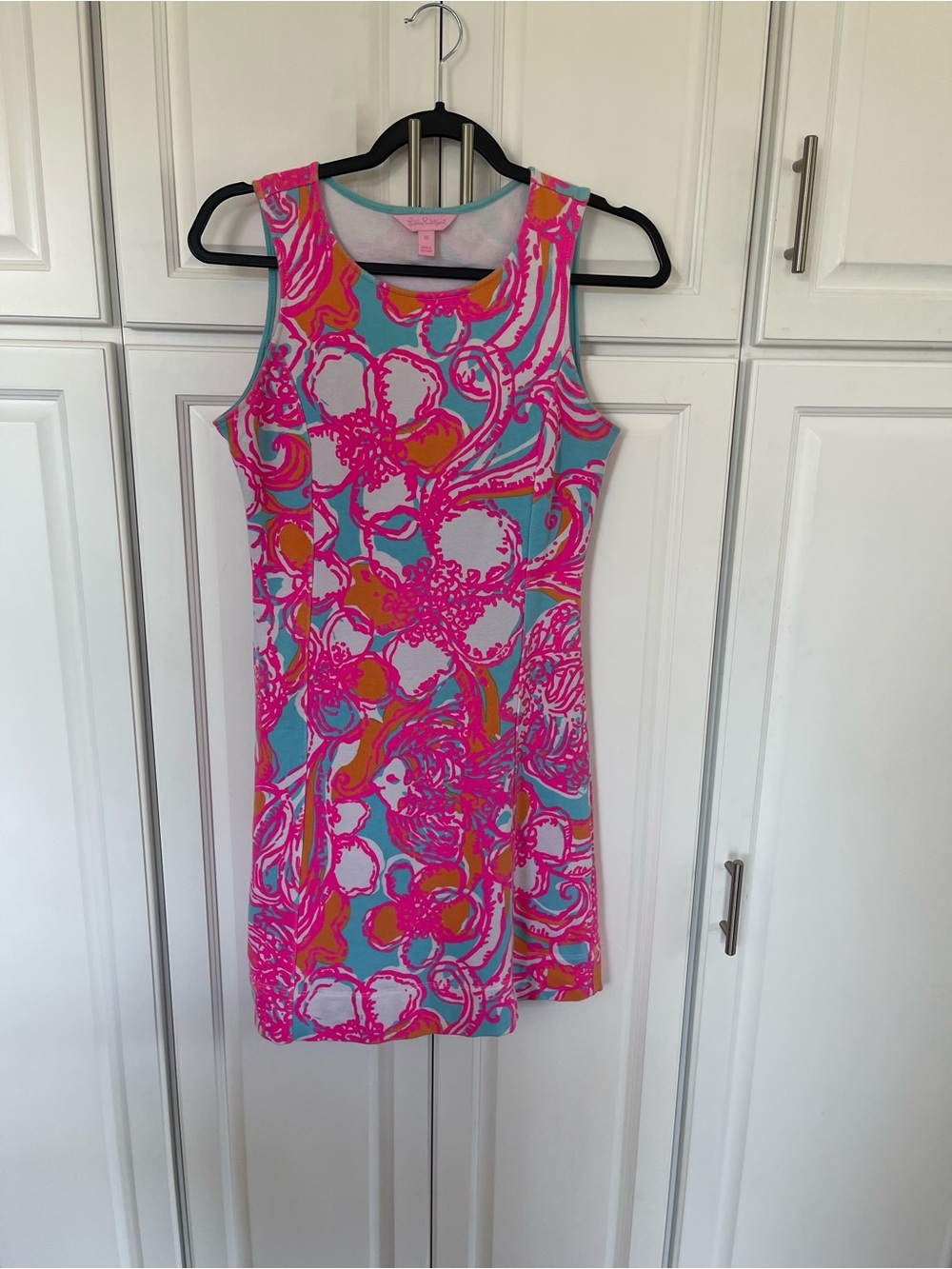 Lilly Pulitzer Sleeveless Printed Shift Dress - Pink & Aqua xs x small bright
